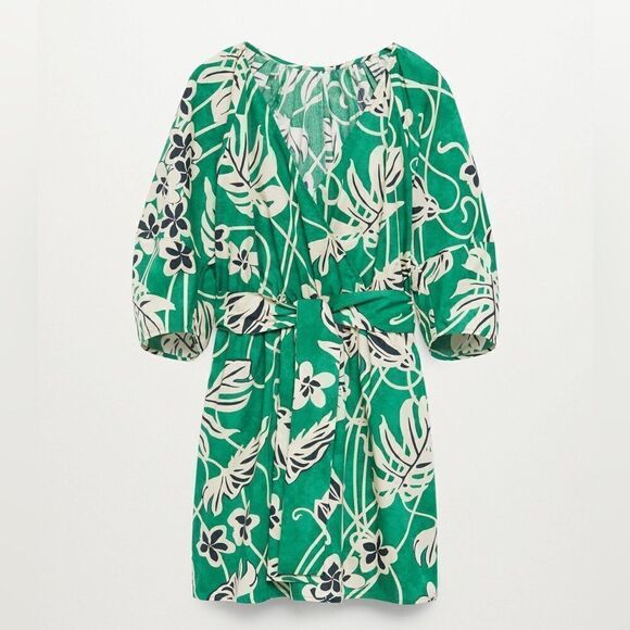 Mango Cotton Wrap Dress Floral New - Picture 9 of 9